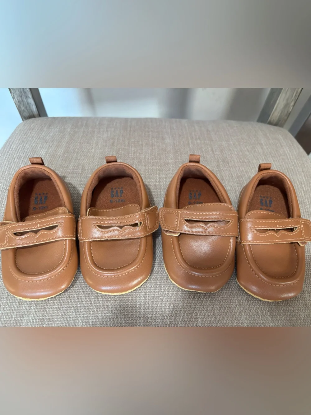 Twin**set of2 Tan Kids Velcro loafers Shoes -Classic Casual Slip-Ons BABY GAP